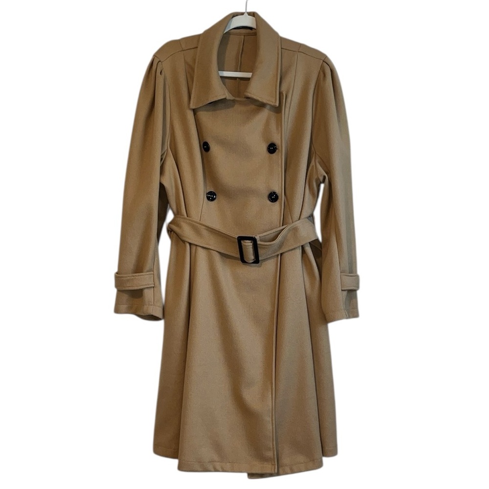 SHEIN Women’s 3XL Tan Double-Breasted Long Trench Coat
